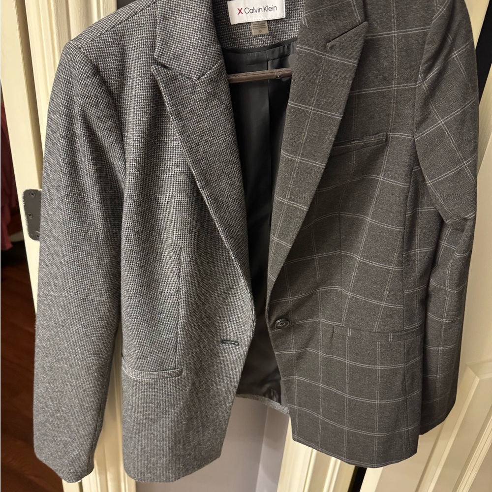 Calvin Klein Gray Plaid Blazer